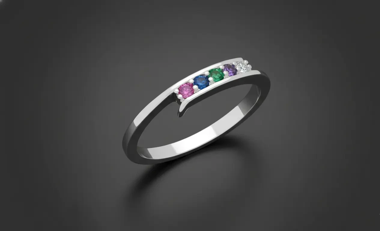 Vista de Anillo de banda abierta con zirconias