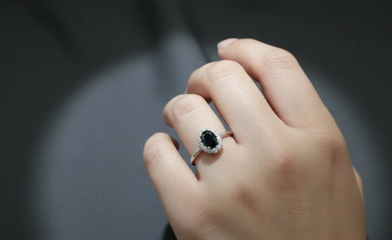 Vista de Anillo solitario con montaje tipo Halo