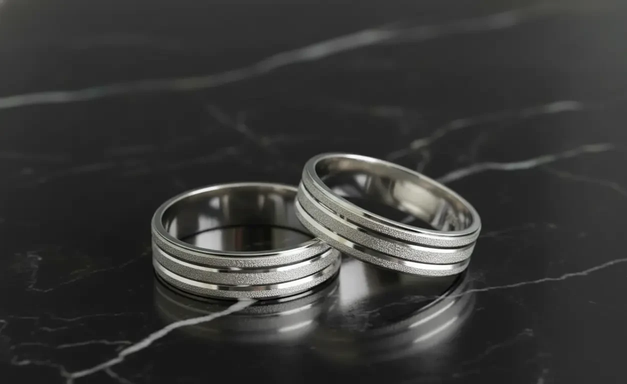 Vista de Dúo de argollas planas modernas