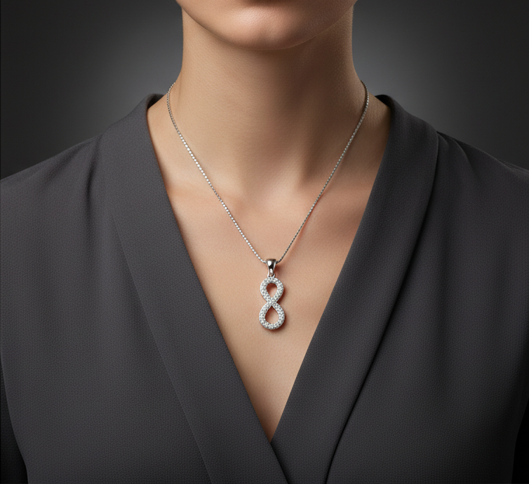 Vista de Cadena tipo Box con colgante infinito