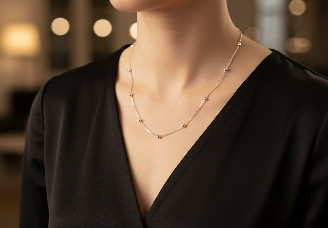 Vista de Cadena tipo Rolo con cuentas