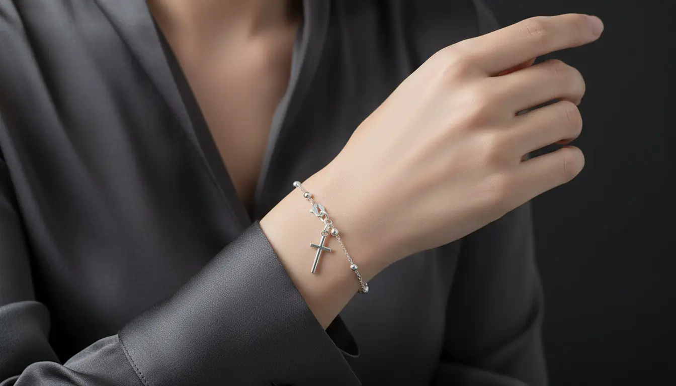 Vista de Pulsera con cuentas y Charm de Cruz