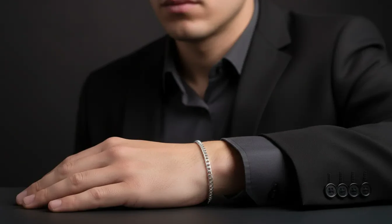 Vista de Pulsera eslabón tipo cubano para hombre