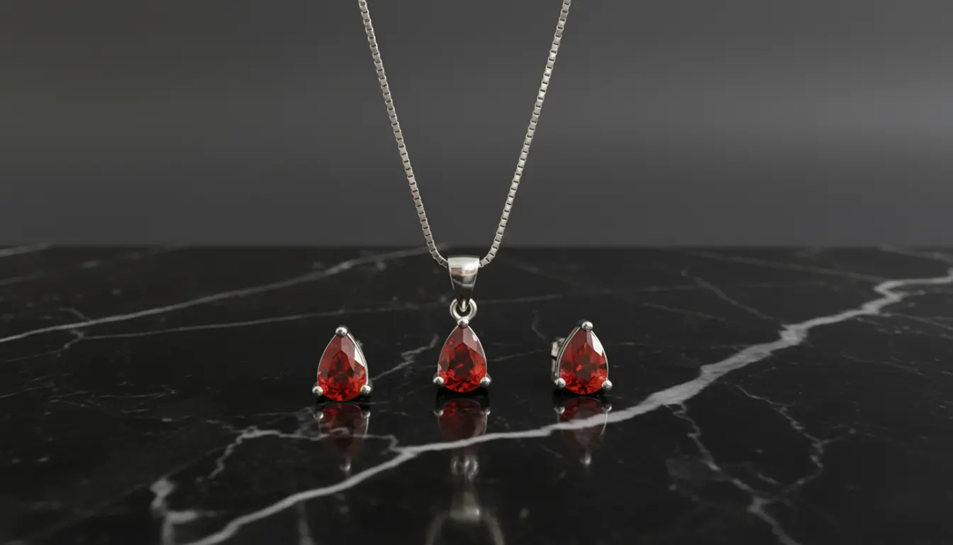 Set: Cadena y aretes Corte Pera