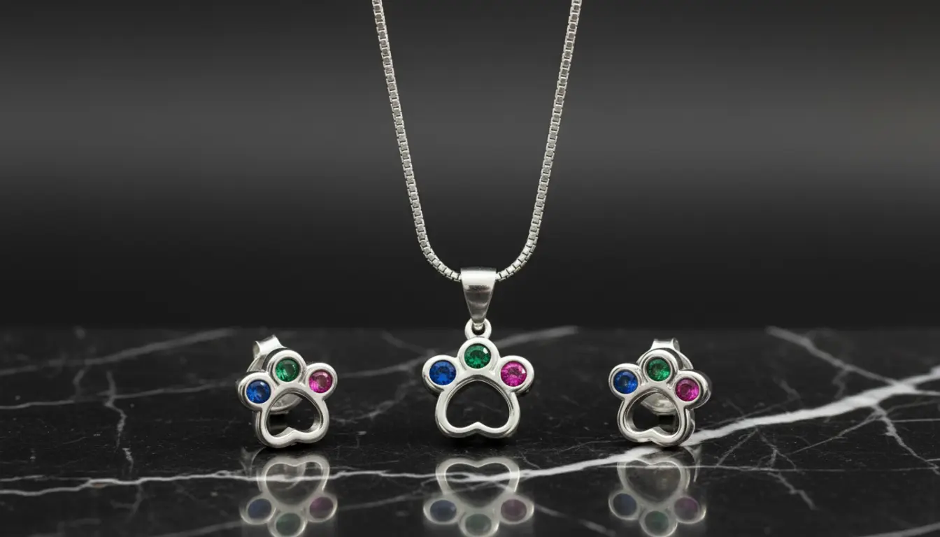 Set: Cadena y aretes huellas