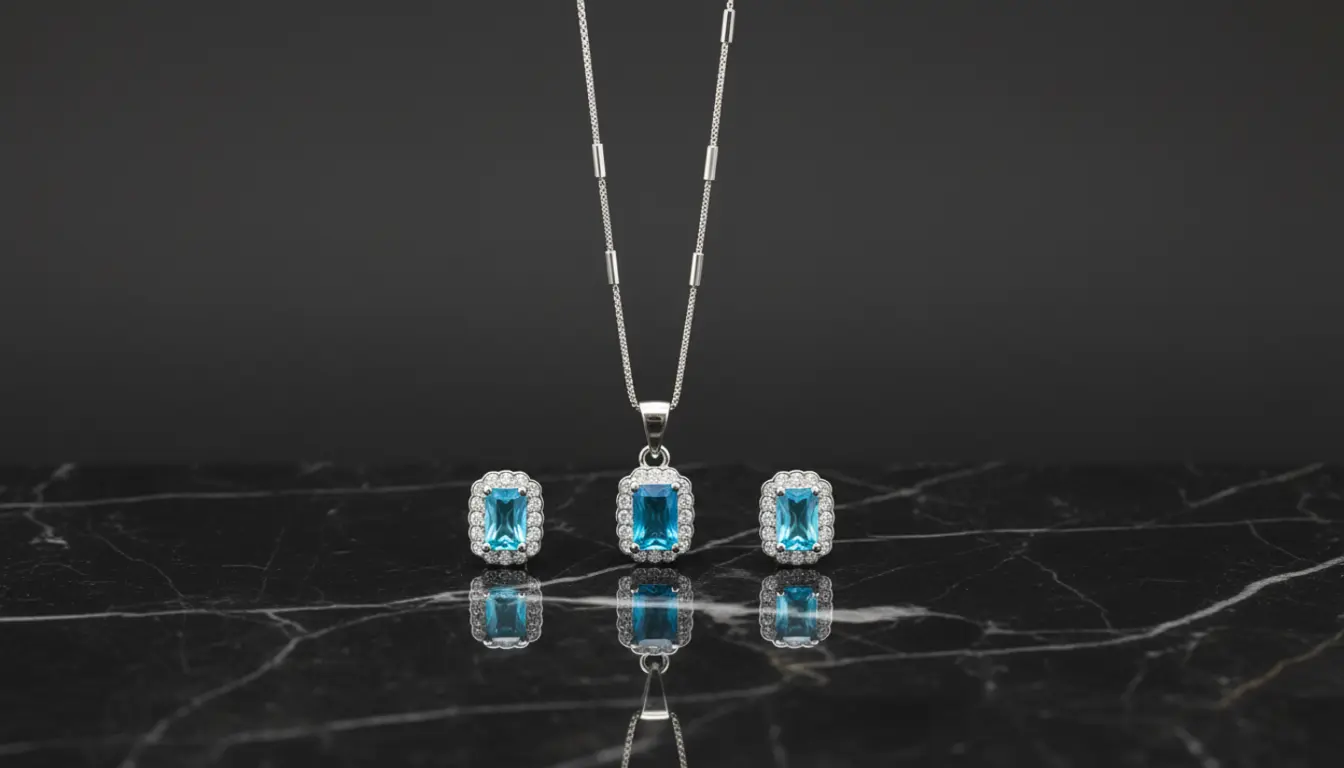 Set: Cadena y aretes Zirconia Halo